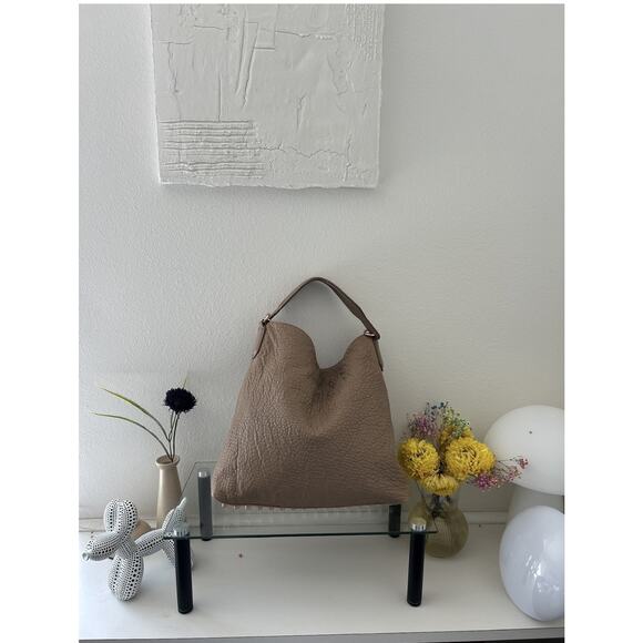 Alexander Wang Darcy Pebbled Leather Studded Hobo Bag Cream Beige Lambskin - Picture 1 of 5
